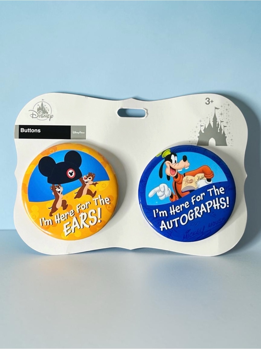 NWT Disney Parks Button Pin Set I'm Here For The Ears/Autographs